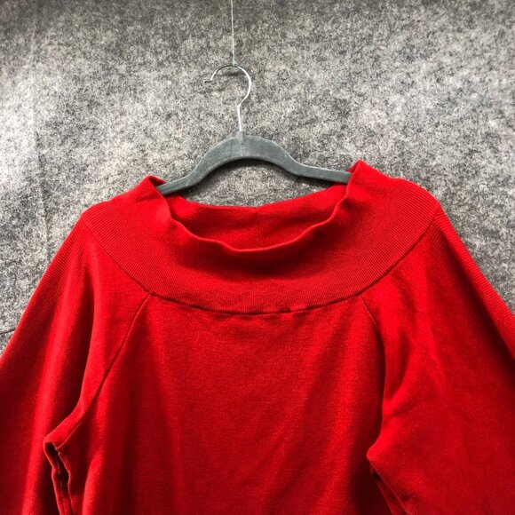 H&M Oversized Red Sweater Womens L Cowl Neck Balloon Sleeve Relaxed With Wool - Picture 3 of 9
